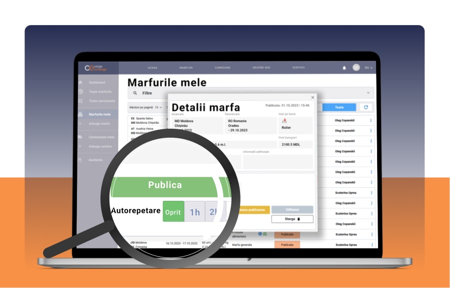 Bursa de Transport CargoExchange Autorepublicare